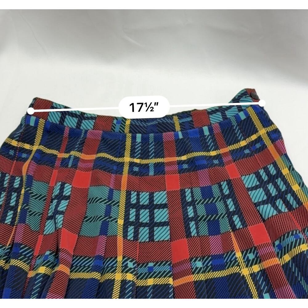 Vintage Kathryn Deene Plaid Midi Skirt Size 18/20 Colorful Pleated USA Style - Picture 8 of 9